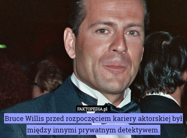 Bruce Willis przed rozpoczęciem kariery aktorskiej był między innymi prywatnym detektywem. 