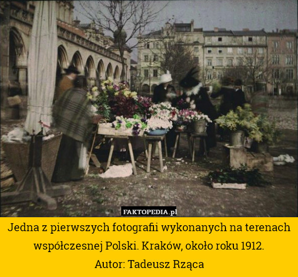 Jedna z pierwszych fotografii wykonanych na terenach współczesnej Polski. Kraków, około roku 1912.
Autor: Tadeusz Rząca 