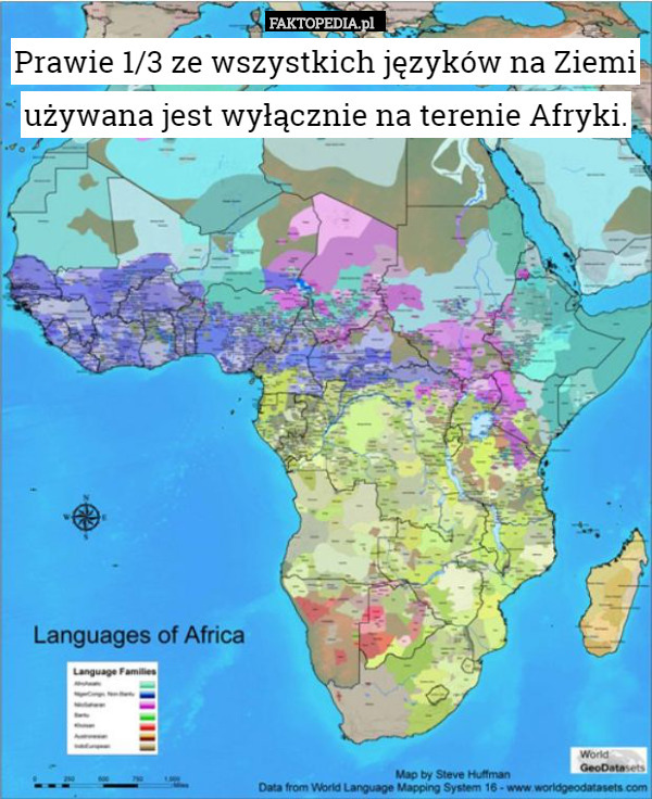 Prawie 1/3 ze wszystkich języków na Ziemi używana jest wyłącznie na terenie Afryki. 