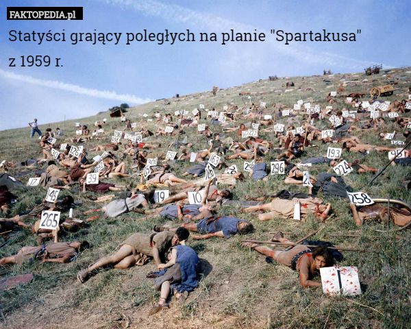 Statyści grający poległych na planie "Spartakusa"
z 1959 r. 