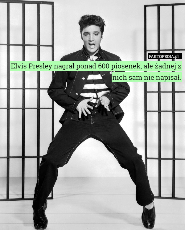 Elvis Presley nagrał ponad 600 piosenek, ale żadnej z nich sam nie napisał. 