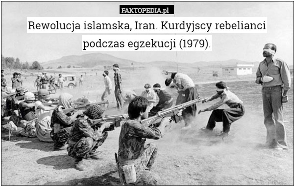 Rewolucja islamska, Iran. Kurdyjscy rebelianci podczas egzekucji (1979). 