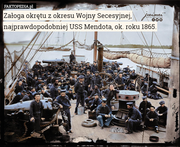 Załoga okrętu z okresu Wojny Secesyjnej, najprawdopodobniej USS Mendota, ok. roku 1865. 