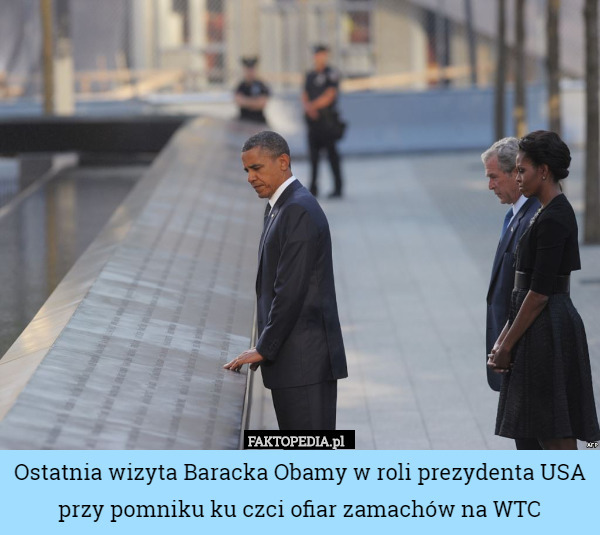 Ostatnia wizyta Baracka Obamy w roli prezydenta USA przy pomniku ku czci ofiar zamachów na WTC 