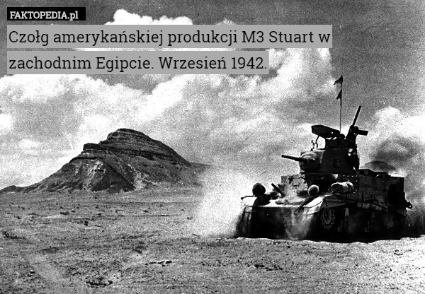 Czołg amerykańskiej produkcji M3 Stuart w zachodnim Egipcie. Wrzesień 1942. 
