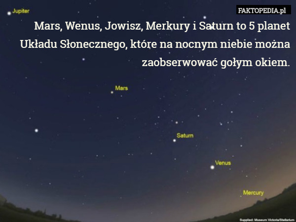 Mars, Wenus, Jowisz, Merkury i Saturn to 5 planet Układu Słonecznego, które na nocnym niebie można zaobserwować gołym okiem. 