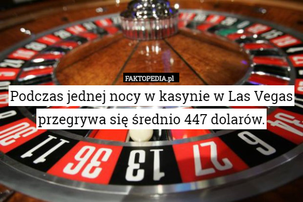 Podczas jednej nocy w kasynie w Las Vegas przegrywa się średnio 447 dolarów. 