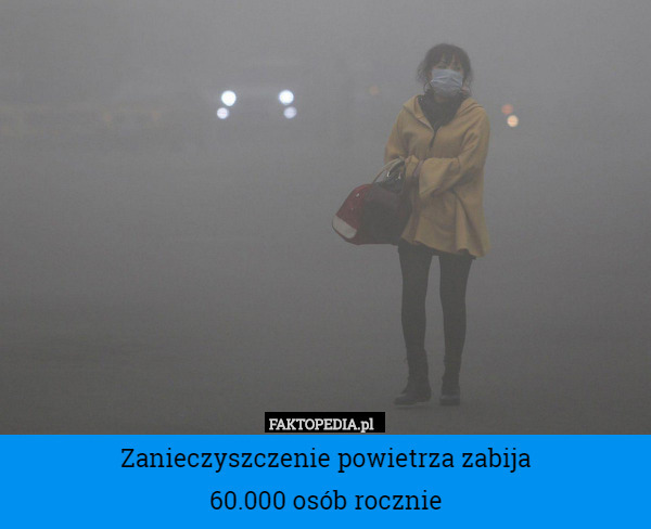 Zanieczyszczenie powietrza zabija
60.000 osób rocznie 