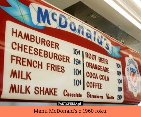 Menu McDonald's z 1960 roku. 