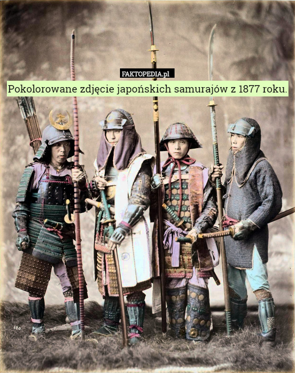 Pokolorowane zdjęcie japońskich samurajów z 1877 roku. 