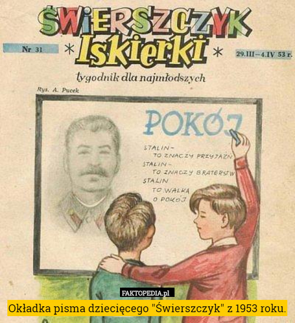 Okładka pisma dziecięcego "Świerszczyk" z 1953 roku. 