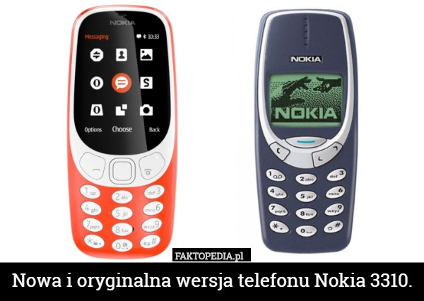 Nowa i oryginalna wersja telefonu Nokia 3310. 