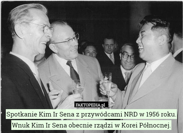 Spotkanie Kim Ir Sena z przywódcami NRD w 1956 roku. Wnuk Kim Ir Sena obecnie rządzi w Korei Północnej. 