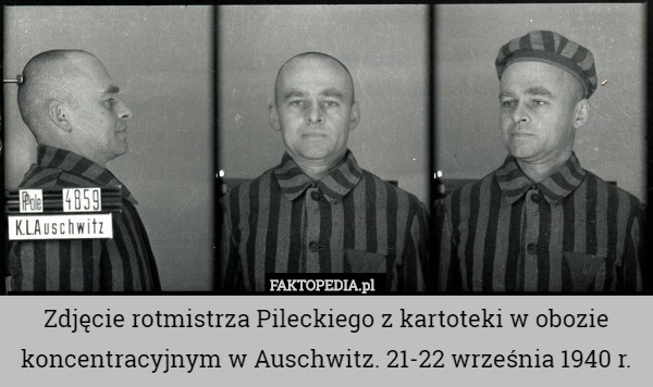 Zdjęcie rotmistrza Pileckiego z kartoteki w obozie koncentracyjnym w Auschwitz. 21-22 września 1940 r. 