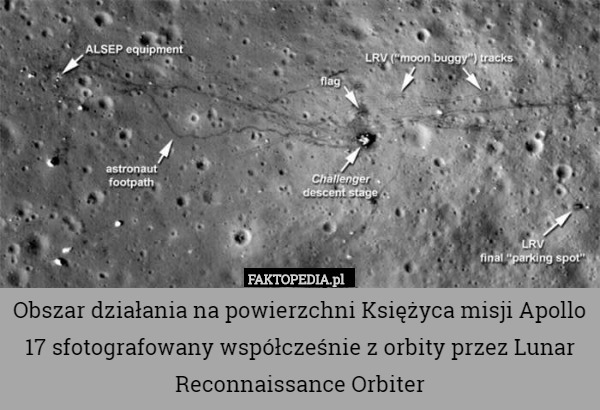 Obszar działania na powierzchni Księżyca misji Apollo 17 sfotografowany współcześnie z orbity przez Lunar Reconnaissance Orbiter 