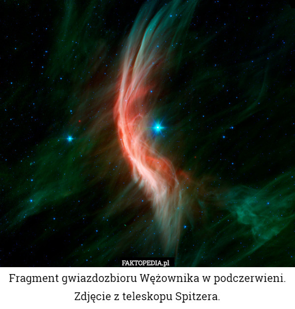 Fragment gwiazdozbioru Wężownika w podczerwieni. Zdjęcie z teleskopu Spitzera. 