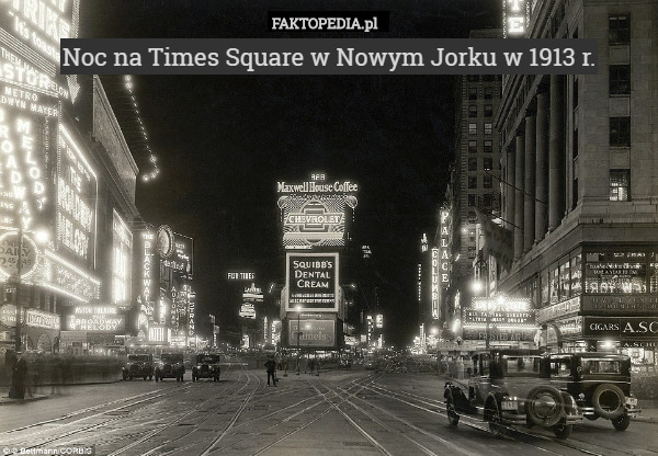 Noc na Times Square w Nowym Jorku w 1913 r. 