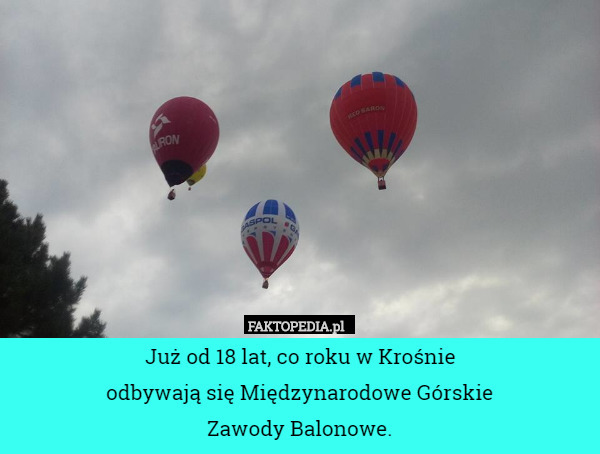 Już od 18 lat, co roku w Krośnie
odbywają się Międzynarodowe Górskie
Zawody Balonowe. 
