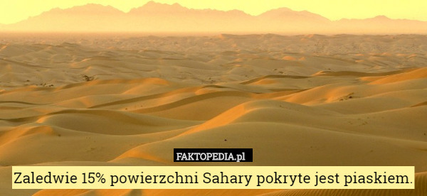 Zaledwie 15% powierzchni Sahary pokryte jest piaskiem. 