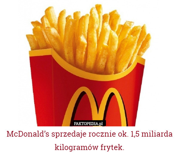 McDonald’s sprzedaje rocznie ok. 1,5 miliarda kilogramów frytek. 