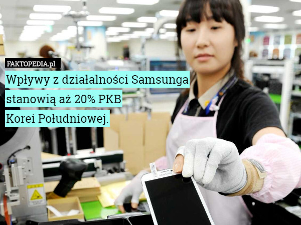 Wpływy z działalności Samsunga
stanowią aż 20% PKB
Korei Południowej. 