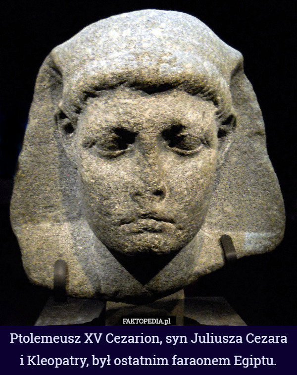 Ptolemeusz XV Cezarion, syn Juliusza Cezara i Kleopatry, był ostatnim faraonem Egiptu. 