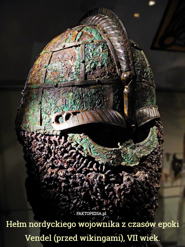 Hełm nordyckiego wojownika z czasów epoki Vendel (przed wikingami), VII wiek. 