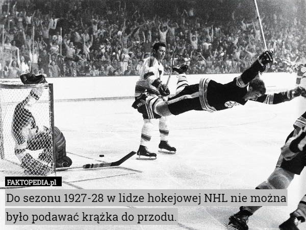 Do sezonu 1927-28 w lidze hokejowej NHL nie można było podawać krążka do przodu. 