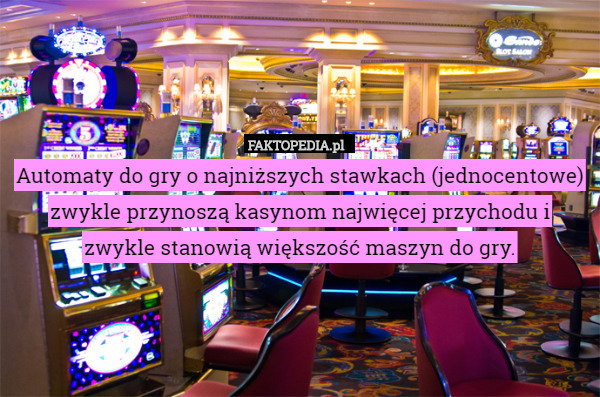 Automaty do gry o najniższych stawkach (jednocentowe) zwykle przynoszą kasynom najwięcej przychodu i zwykle stanowią większość maszyn do gry. 