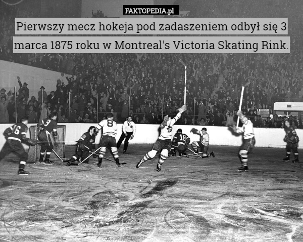 Pierwszy mecz hokeja pod zadaszeniem odbył się 3 marca 1875 roku w Montreal's Victoria Skating Rink. 