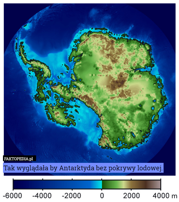 Tak wyglądała by Antarktyda bez pokrywy lodowej. 