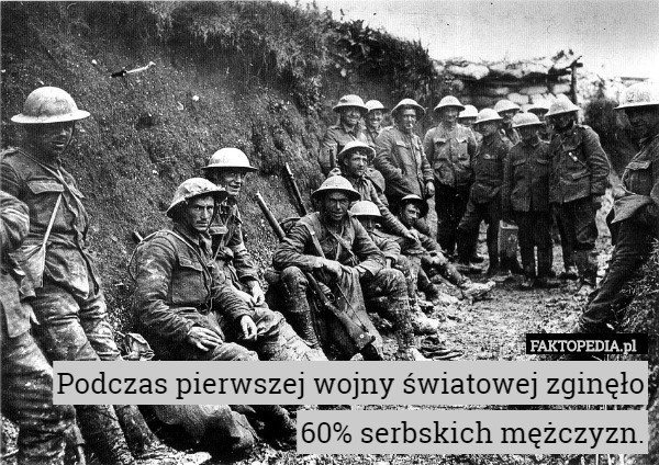 Podczas pierwszej wojny światowej zginęło 60% serbskich mężczyzn. 