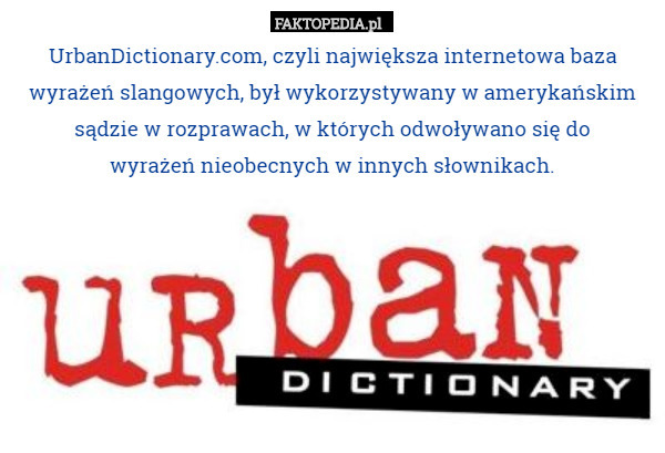 UrbanDictionary.com, czyli największa internetowa baza wyrażeń slangowych, był wykorzystywany w amerykańskim sądzie w rozprawach, w których odwoływano się do
 wyrażeń nieobecnych w innych słownikach. 