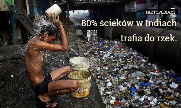 80% ścieków w Indiach
 trafia do rzek. 