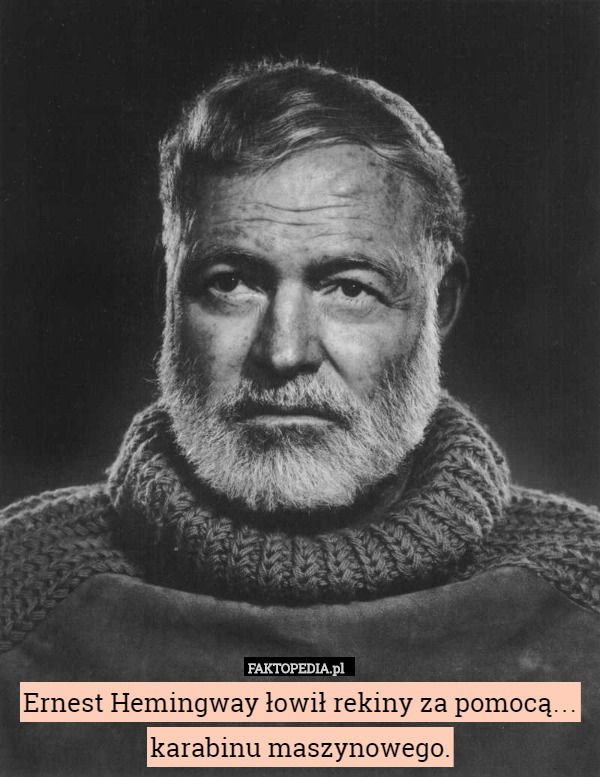 Ernest Hemingway łowił rekiny za pomocą… karabinu maszynowego. 