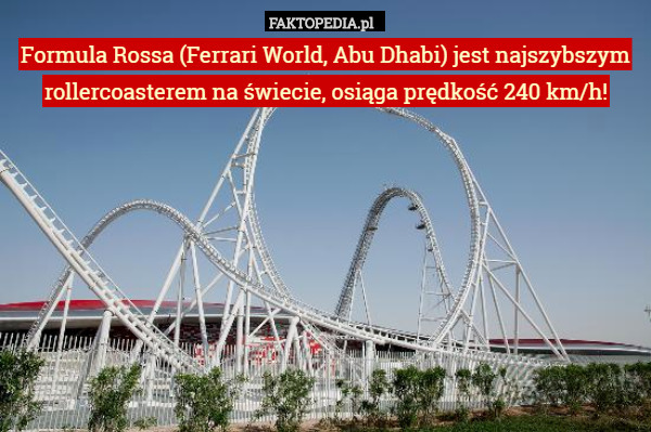 Formula Rossa (Ferrari World, Abu Dhabi) jest najszybszym rollercoasterem na świecie, osiąga prędkość 240 km/h! 