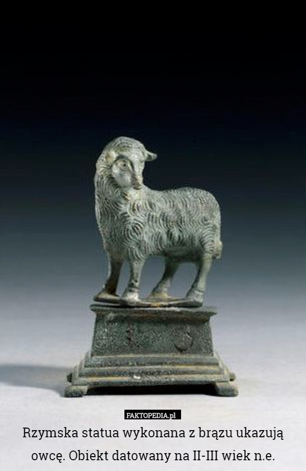 Rzymska statua wykonana z brązu ukazują owcę. Obiekt datowany na II-III wiek n.e. 
