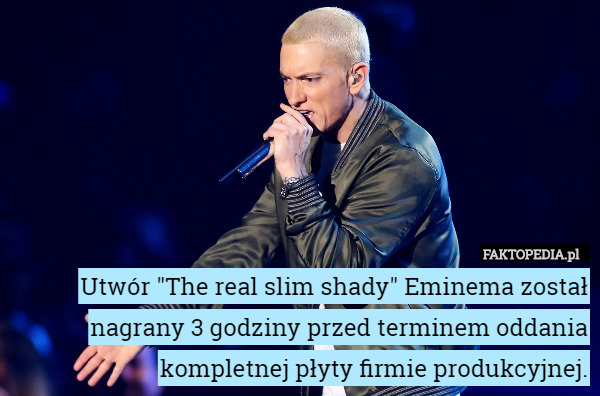 Utwór "The real slim shady" Eminema został nagrany 3 godziny przed terminem oddania kompletnej płyty firmie produkcyjnej. 