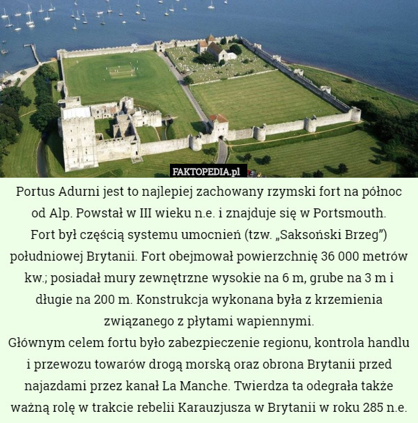 Portus Adurni jest to najlepiej zachowany rzymski fort na północ od Alp. Powstał w III wieku n.e. i znajduje się w Portsmouth.
Fort był częścią systemu umocnień (tzw. „Saksoński Brzeg”) południowej Brytanii. Fort obejmował powierzchnię 36 000 metrów kw.; posiadał mury zewnętrzne wysokie na 6 m, grube na 3 m i długie na 200 m. Konstrukcja wykonana była z krzemienia związanego z płytami wapiennymi.
Głównym celem fortu było zabezpieczenie regionu, kontrola handlu i przewozu towarów drogą morską oraz obrona Brytanii przed najazdami przez kanał La Manche. Twierdza ta odegrała także ważną rolę w trakcie rebelii Karauzjusza w Brytanii w roku 285 n.e. 