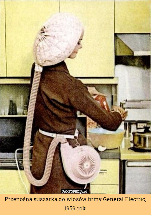 Przenośna suszarka do włosów firmy General Electric, 1959 rok. 