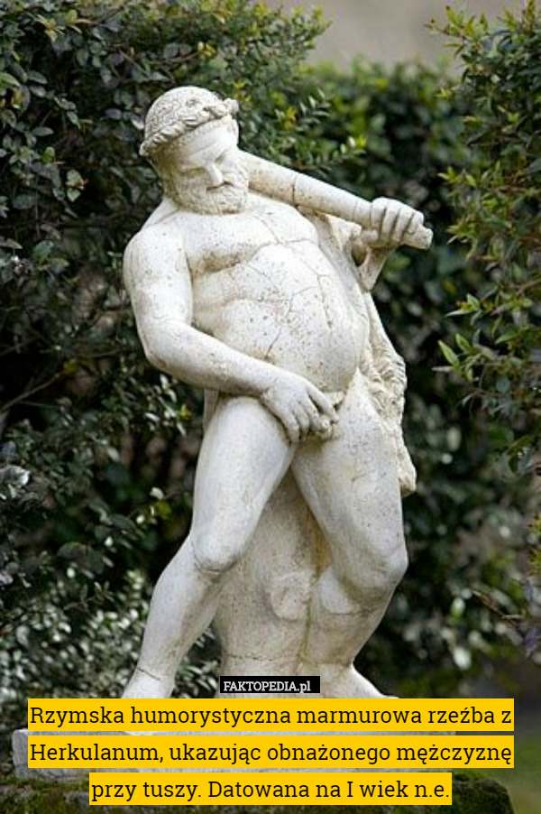 Rzymska humorystyczna marmurowa rzeźba z Herkulanum, ukazując obnażonego mężczyznę przy tuszy. Datowana na I wiek n.e. 