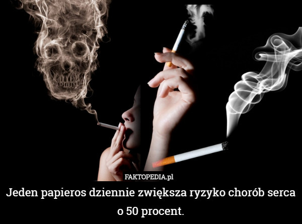 Jeden papieros dziennie zwiększa ryzyko chorób serca o 50 procent. 