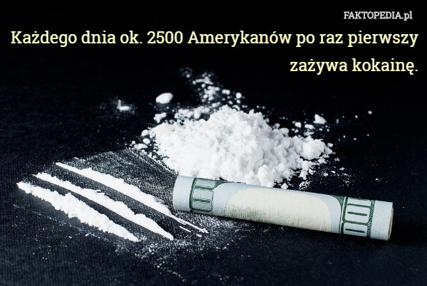 Każdego dnia ok. 2500 Amerykanów po raz pierwszy zażywa kokainę. 