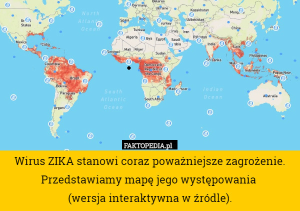 Wirus ZIKA stanowi coraz poważniejsze zagrożenie. Przedstawiamy mapę jego występowania 
(wersja interaktywna w źródle). 
