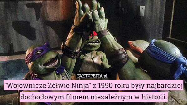 "Wojownicze Żółwie Ninja" z 1990 roku były najbardziej dochodowym filmem niezależnym w historii. 