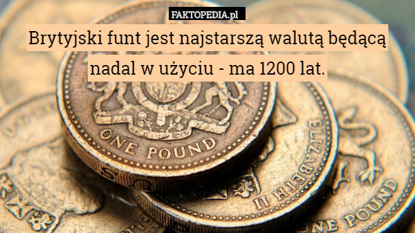 Brytyjski funt jest najstarszą walutą będącą nadal w użyciu - ma 1200 lat. 