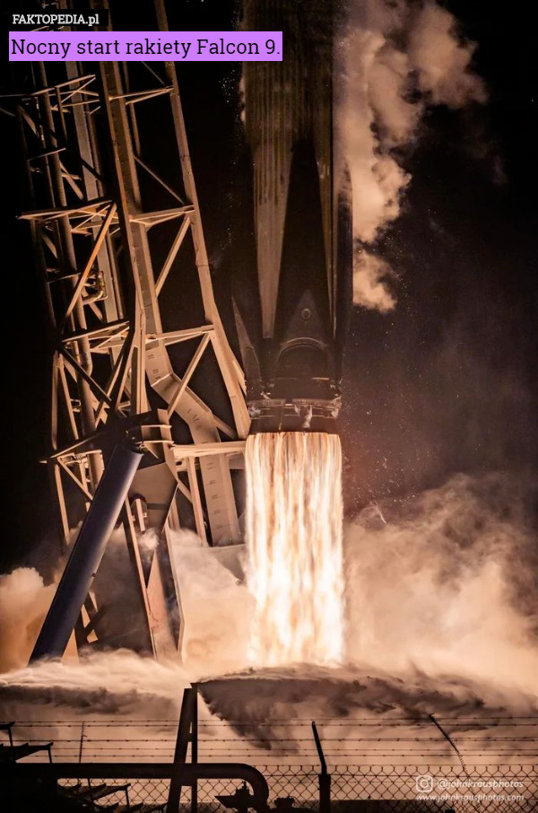 Nocny start rakiety Falcon 9. 
