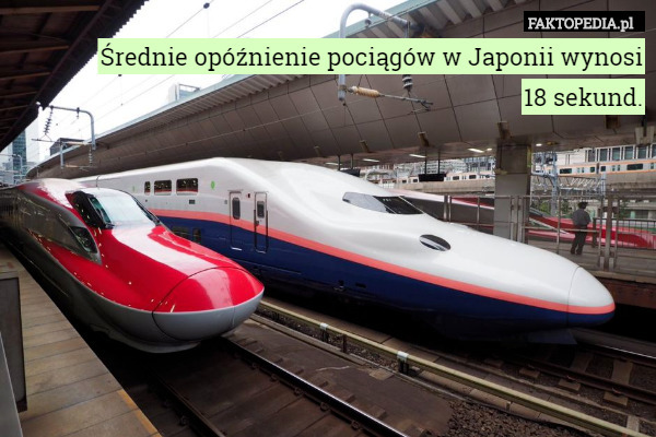 Średnie opóźnienie pociągów w Japonii wynosi
18 sekund. 
