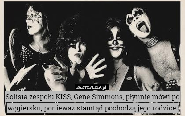 Solista zespołu KISS, Gene Simmons, płynnie mówi po węgiersku, ponieważ stamtąd pochodzą jego rodzice. 