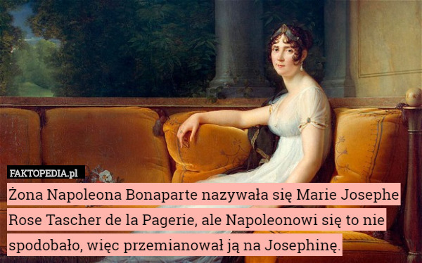Żona Napoleona Bonaparte nazywała się Marie Josephe Rose Tascher de la Pagerie, ale Napoleonowi się to nie spodobało, więc przemianował ją na Josephinę. 